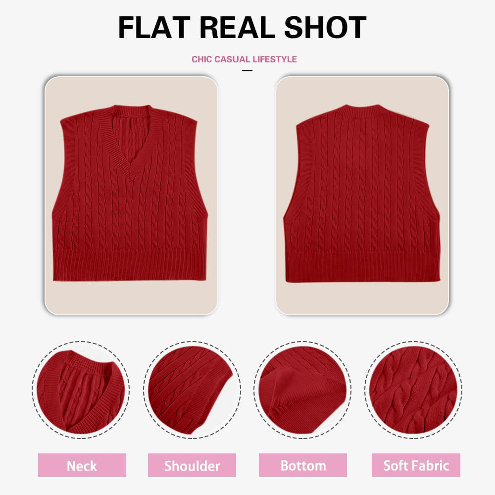 Saodimallsu Womens Cable Knit Sweater Vest