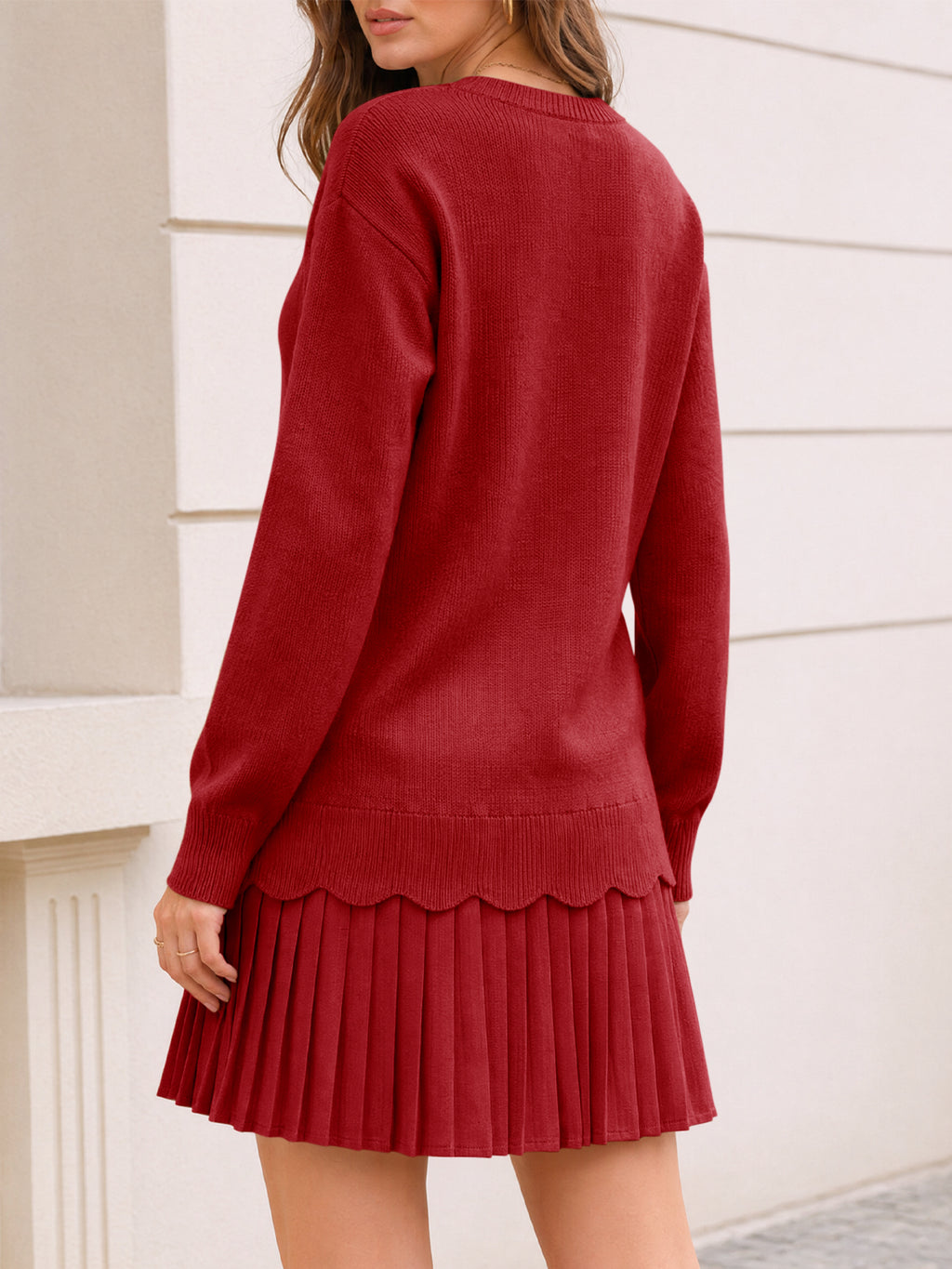 Saodimallsu Women Pleated Sweater Dress