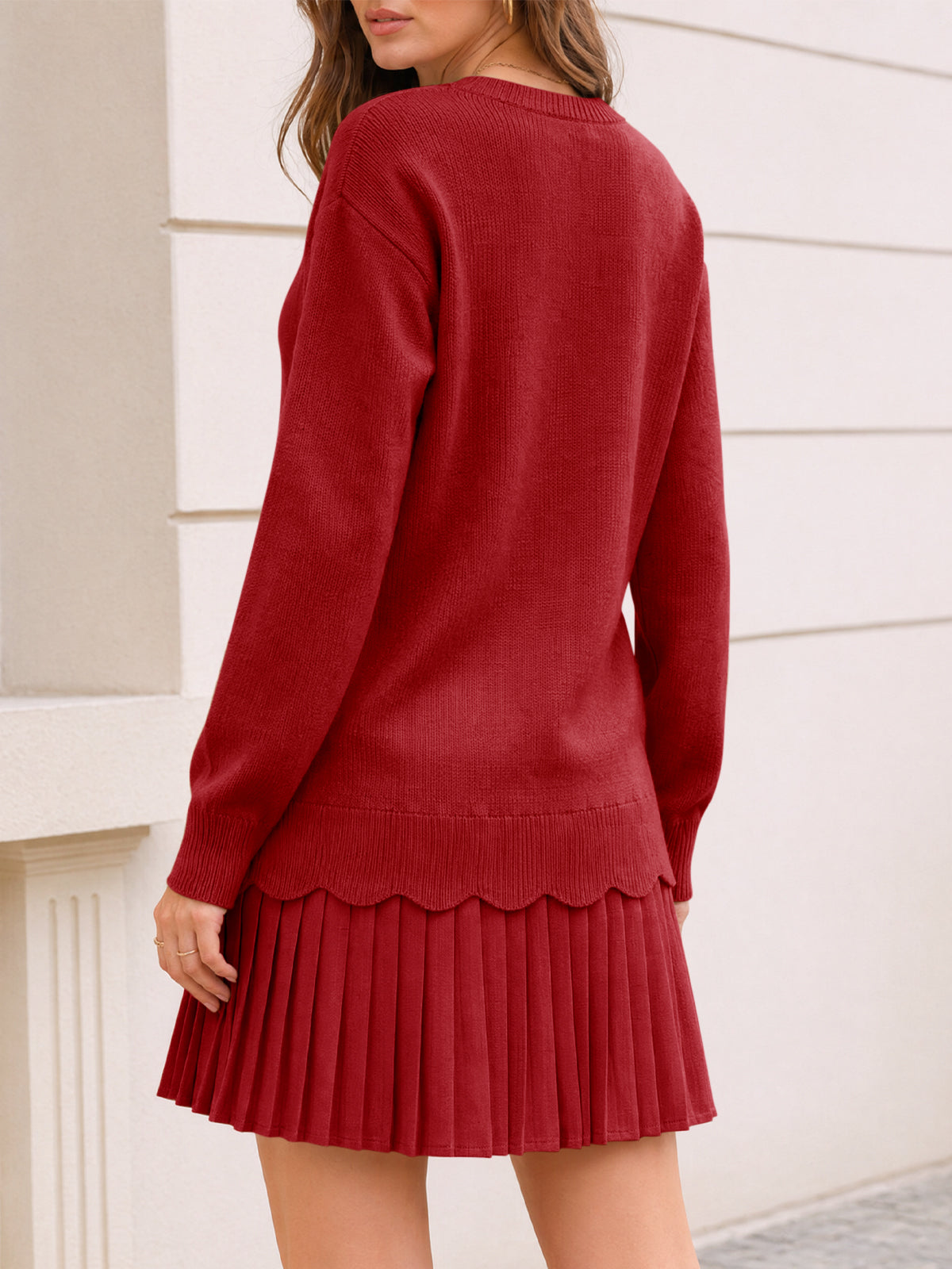 Saodimallsu Women Pleated Sweater Dress
