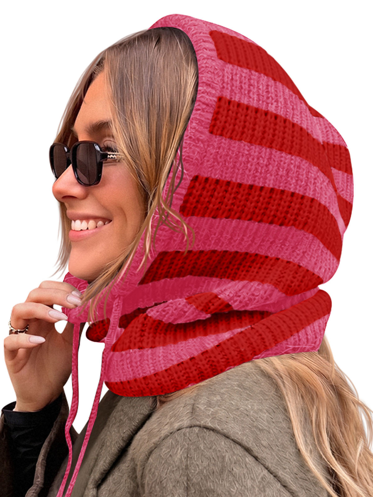 Saodimallsu Women Knit Balaclava Drawstring