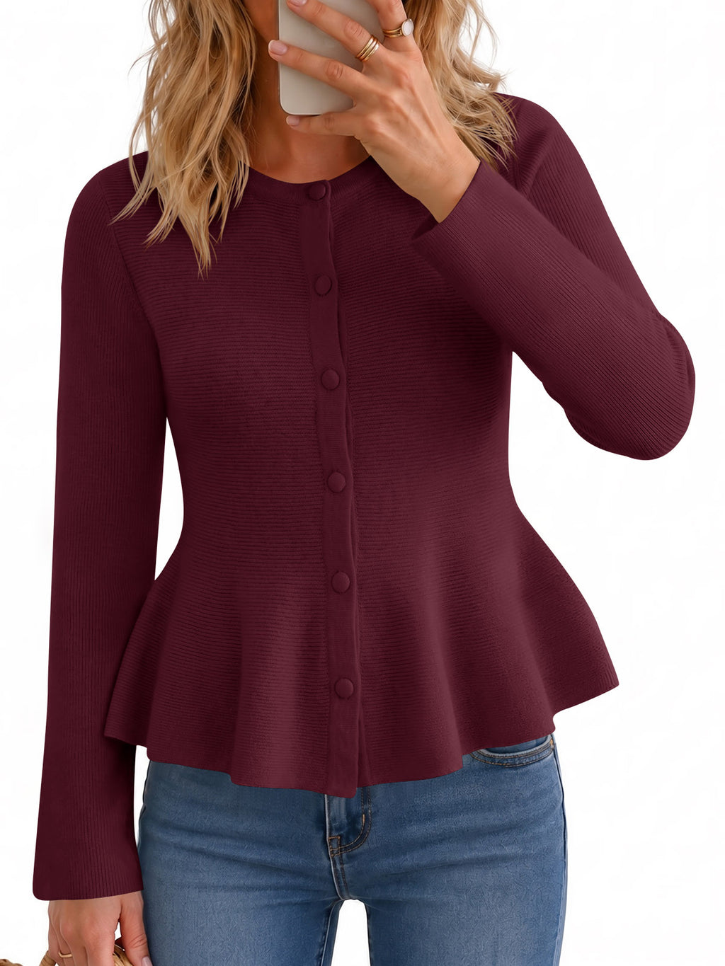 Saodimallsu Womens Ruffle Knit Cardigan Tops