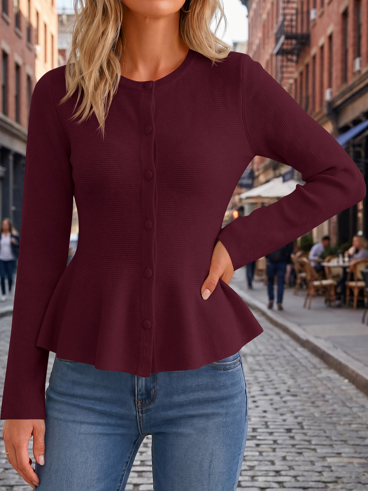 Saodimallsu Womens Ruffle Knit Cardigan Tops