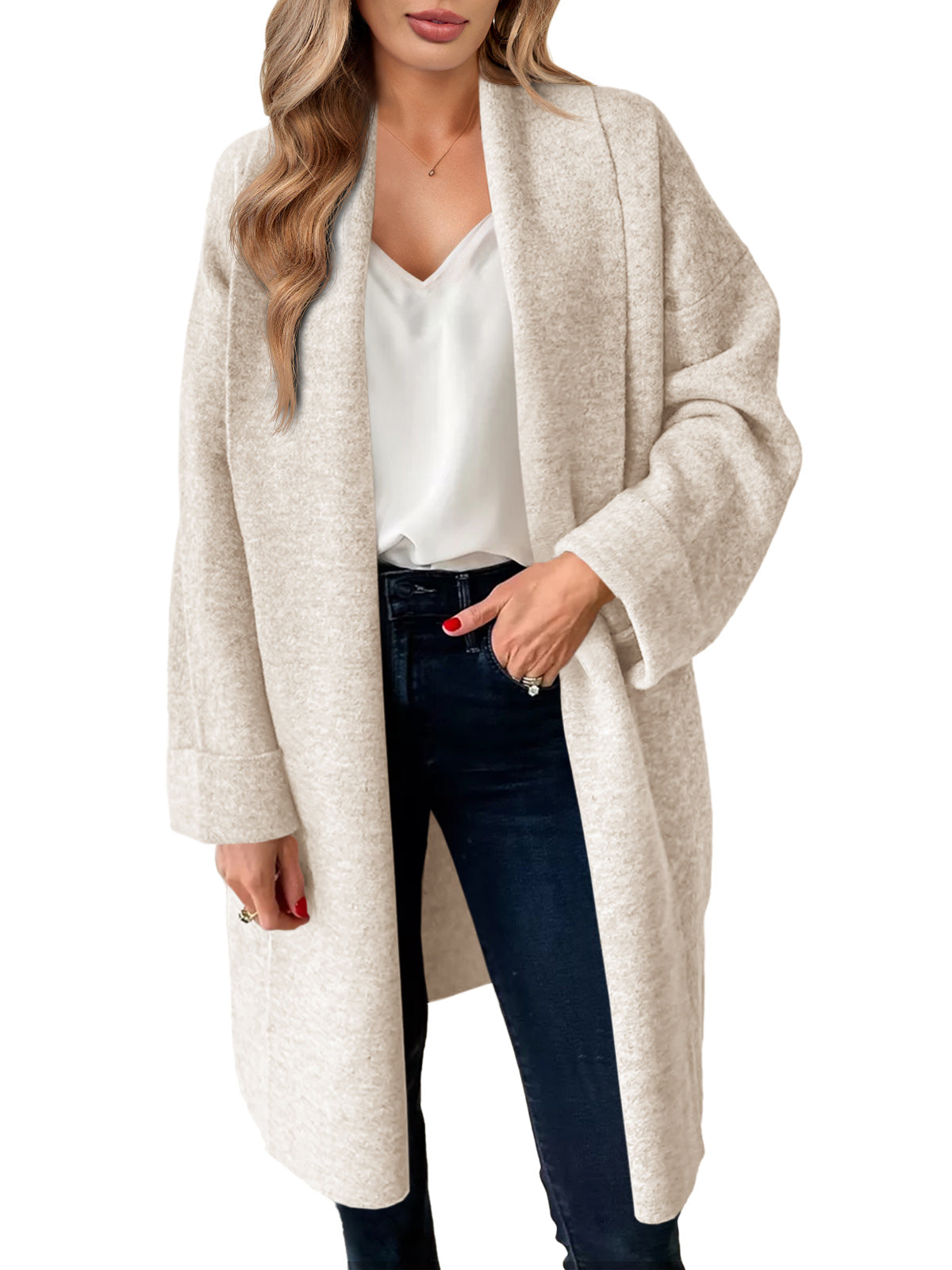 Saodimallsu Womens Oversized Open Front Cardigan