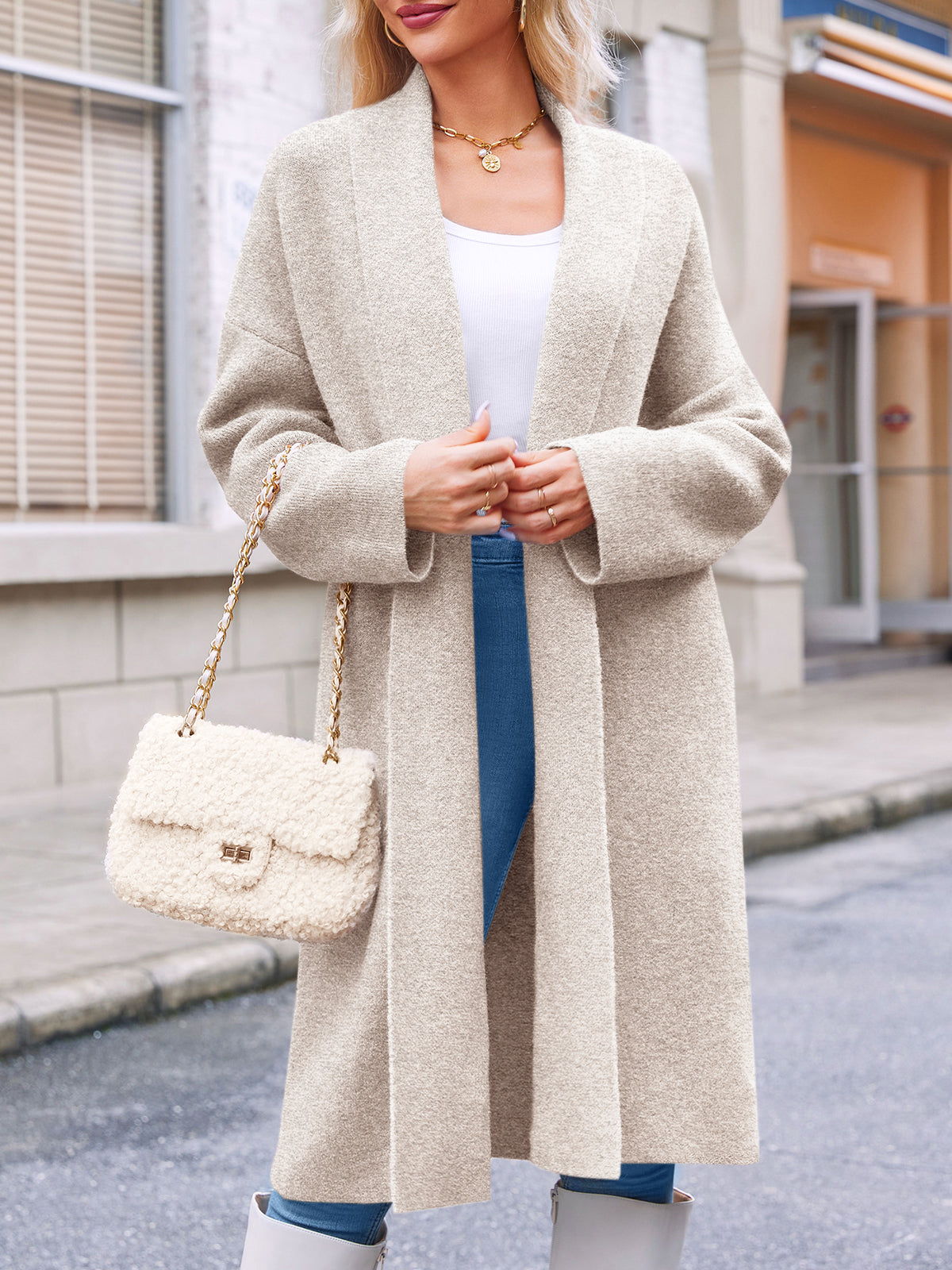 Saodimallsu Womens Oversized Open Front Cardigan