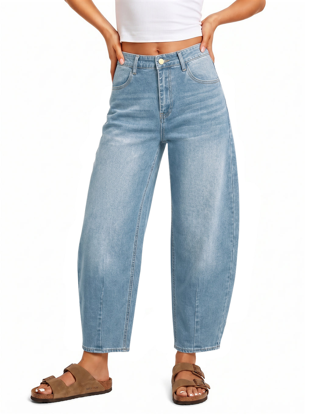 Saodimallsu Women Barrel High Waisted Wide Leg Jeans
