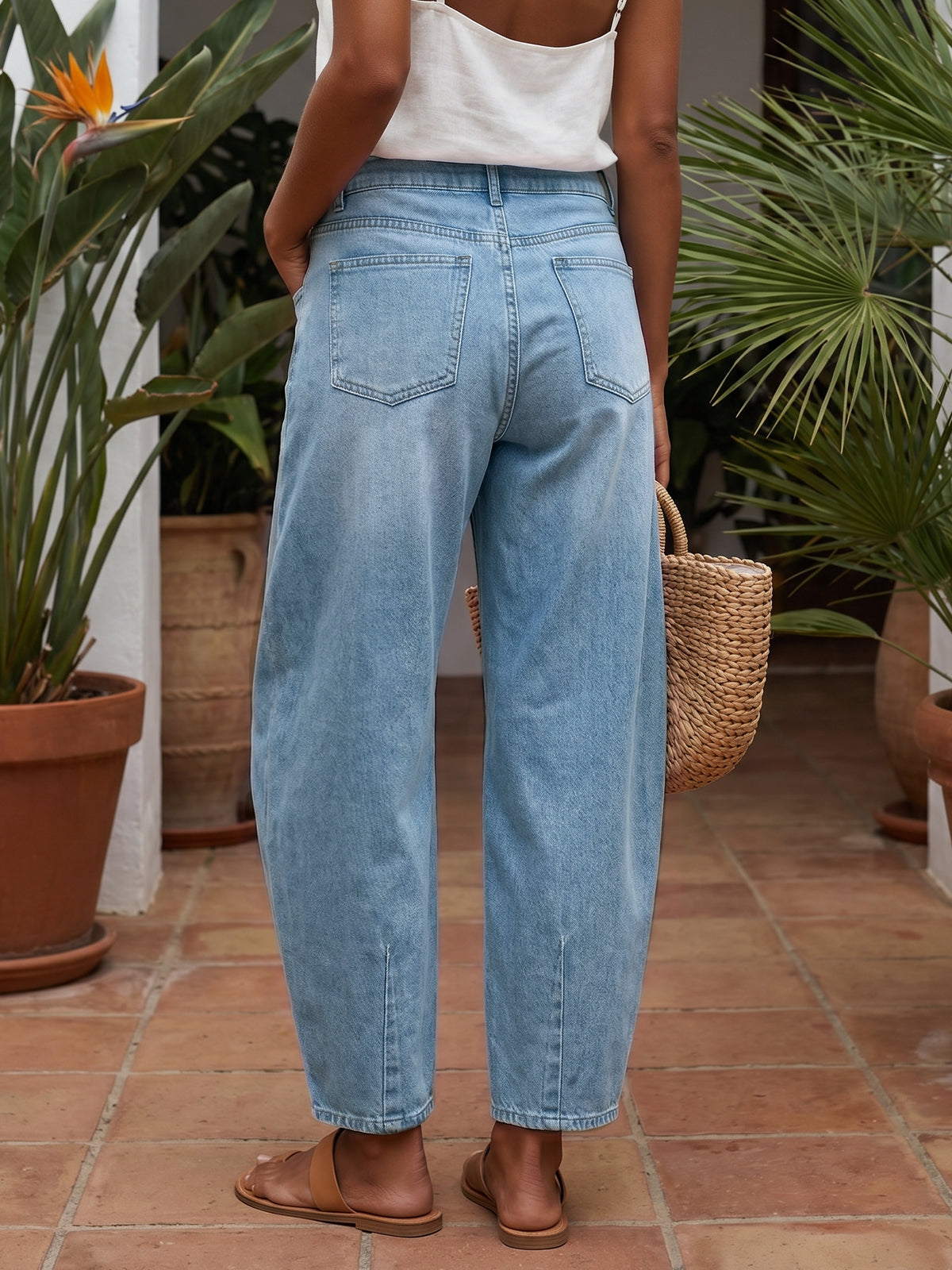 Saodimallsu Women Barrel High Waisted Wide Leg Jeans
