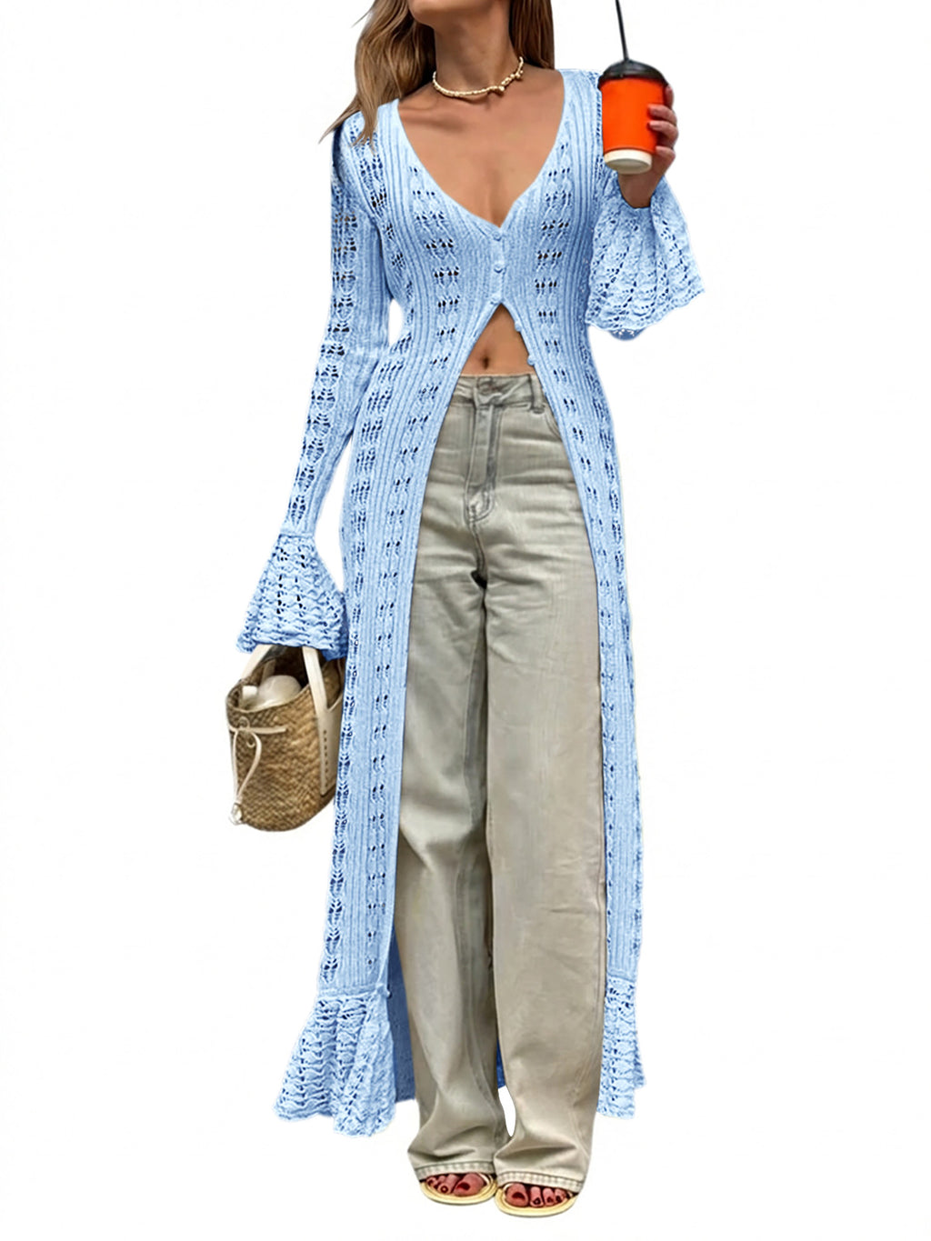 Saodimallsu Womens Boho Crochet Cardigan