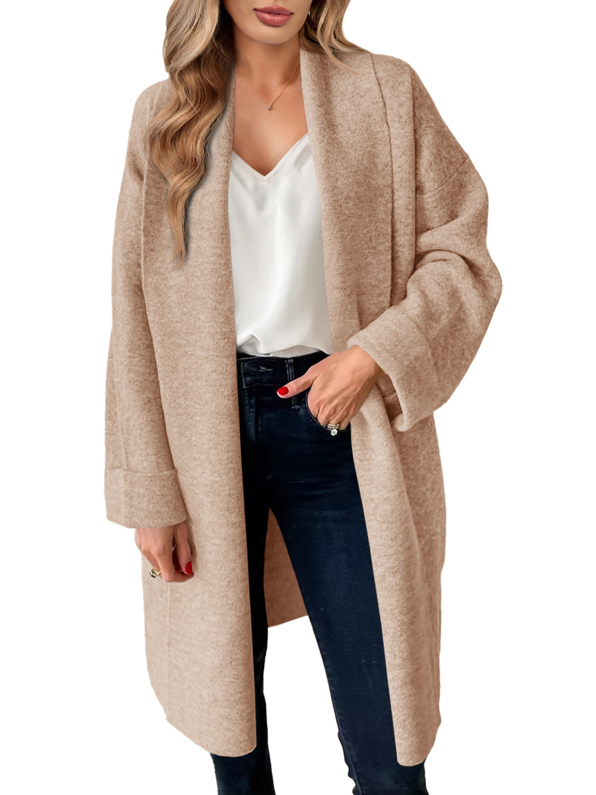 Saodimallsu  Camel  Womens Long Cardigan