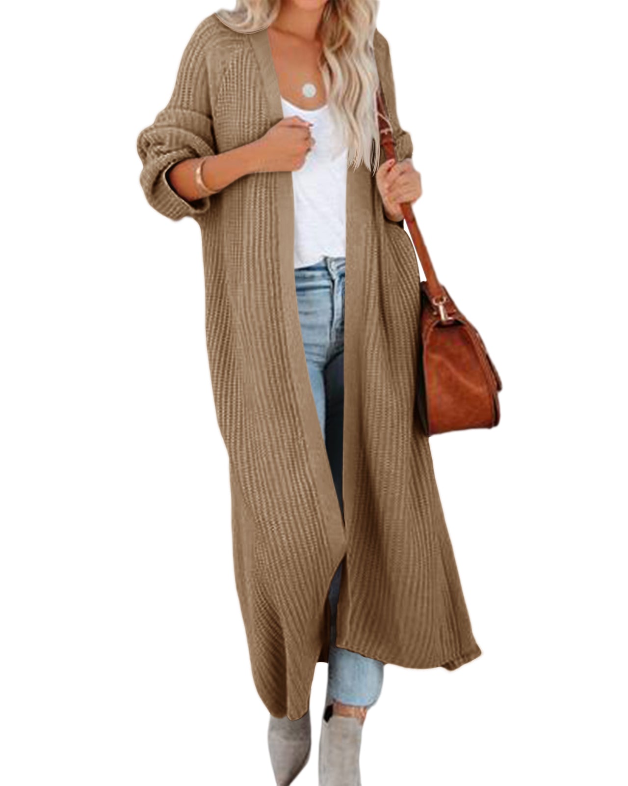 Saodimallsu Women Open Front Knit Cardigan