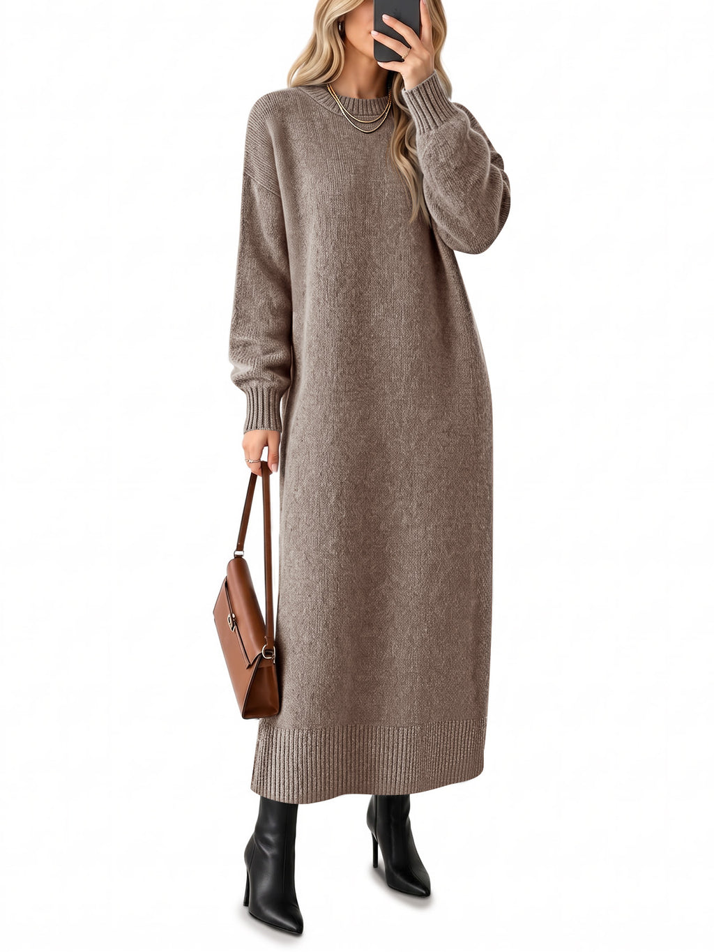 Saodimallsu Women Long Sleeve Maxi Sweater Dress