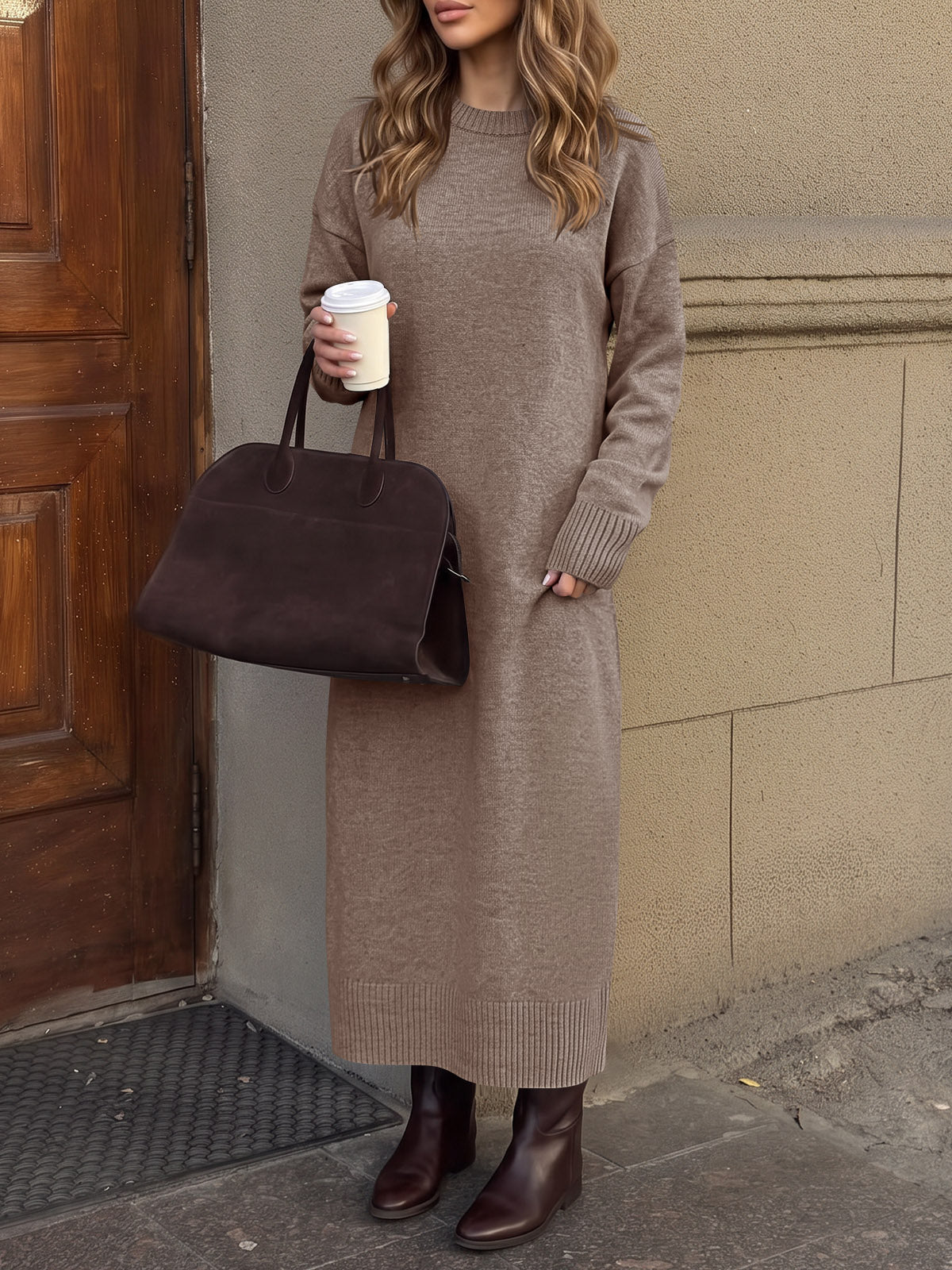 Saodimallsu Women Long Sleeve Maxi Sweater Dress