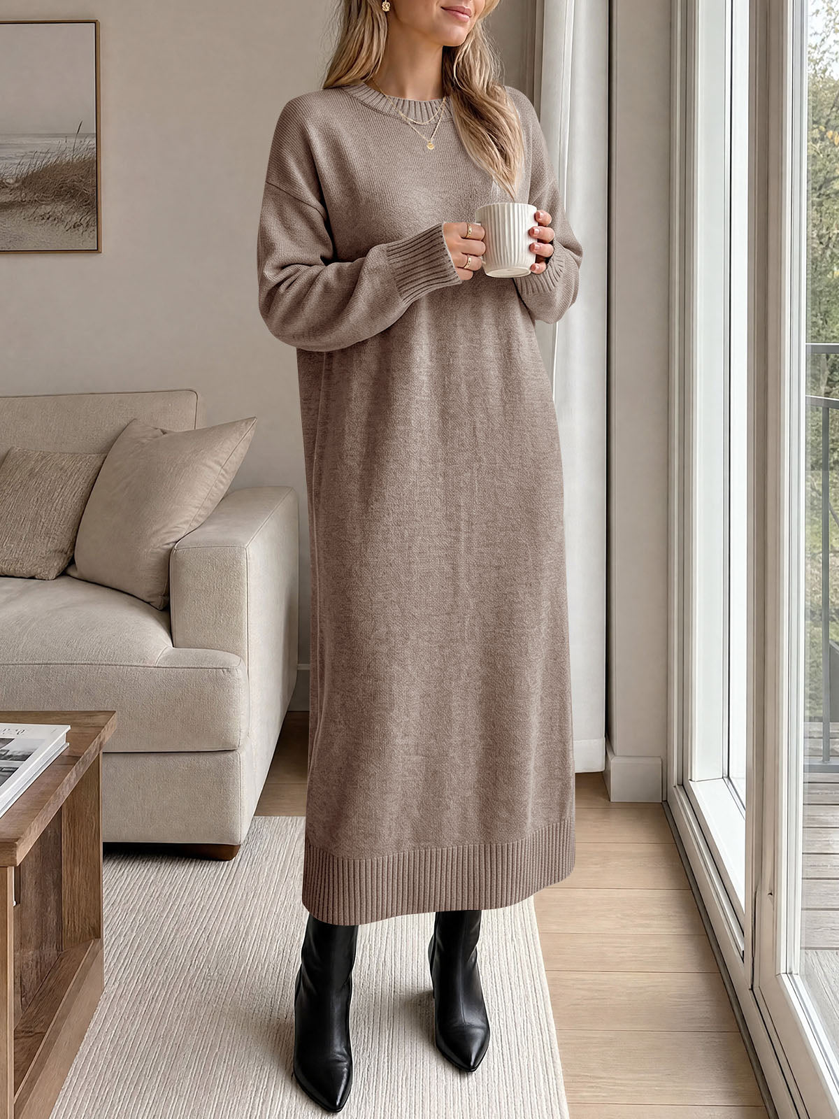 Saodimallsu Women Long Sleeve Maxi Sweater Dress