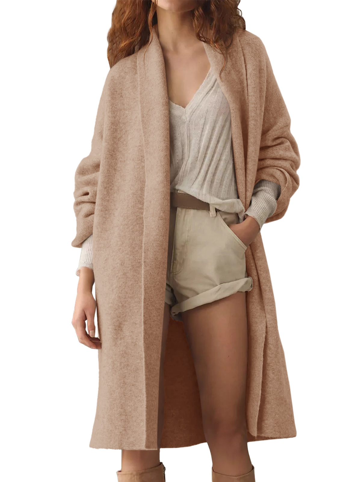Saodimallsu Womens Oversized Open Front Cardigan