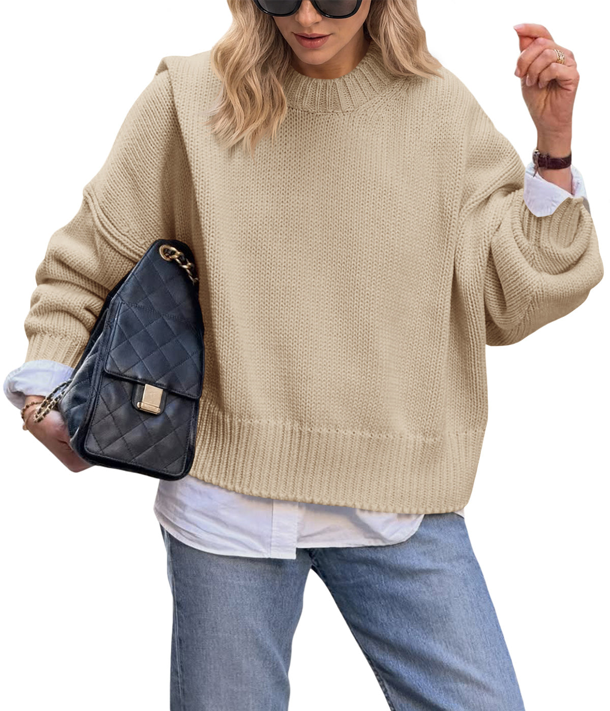 Saodimallsu Womens Oversized Chunky Knit Sweater