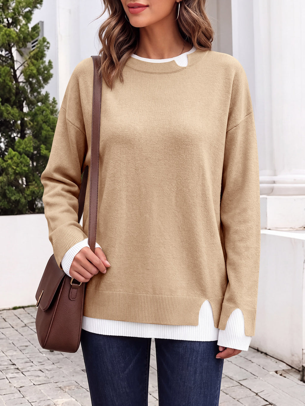 Saodimallsu Womens Fall Crewneck Pullover Sweater