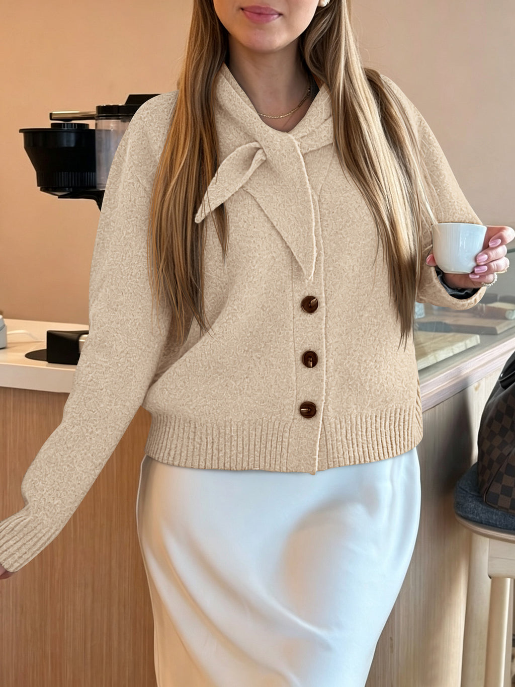 Saodimallsu Women Button Up Knit Cardigan