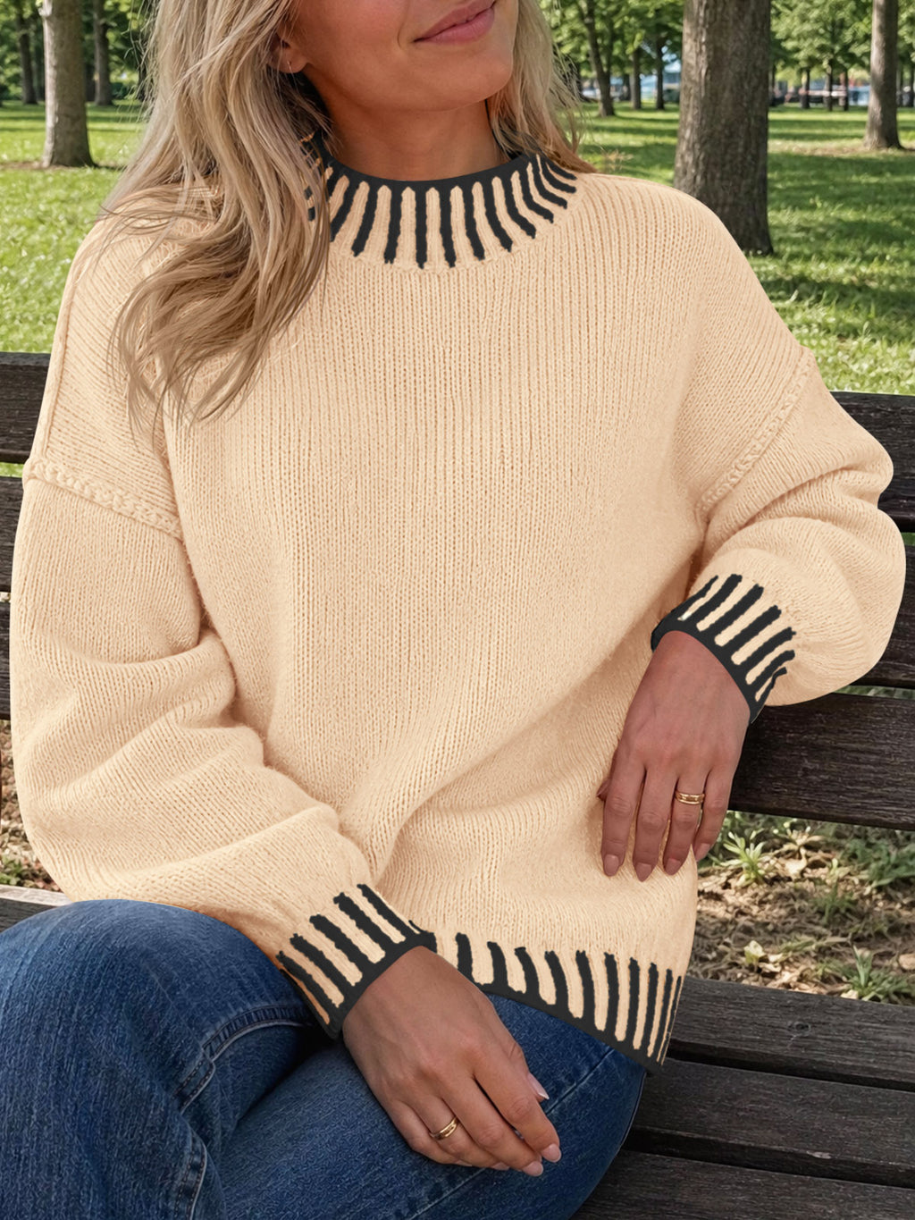 Saodimallsu Womens Chunky Mock Neck Sweater