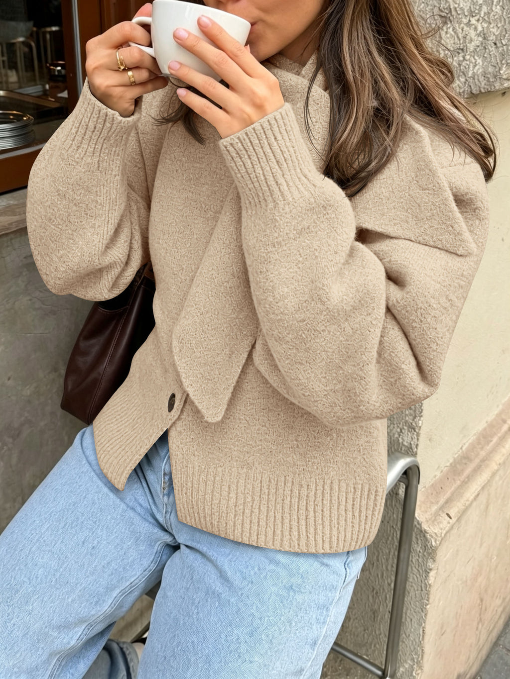 Saodimallsu Women Button Up Knit Cardigan