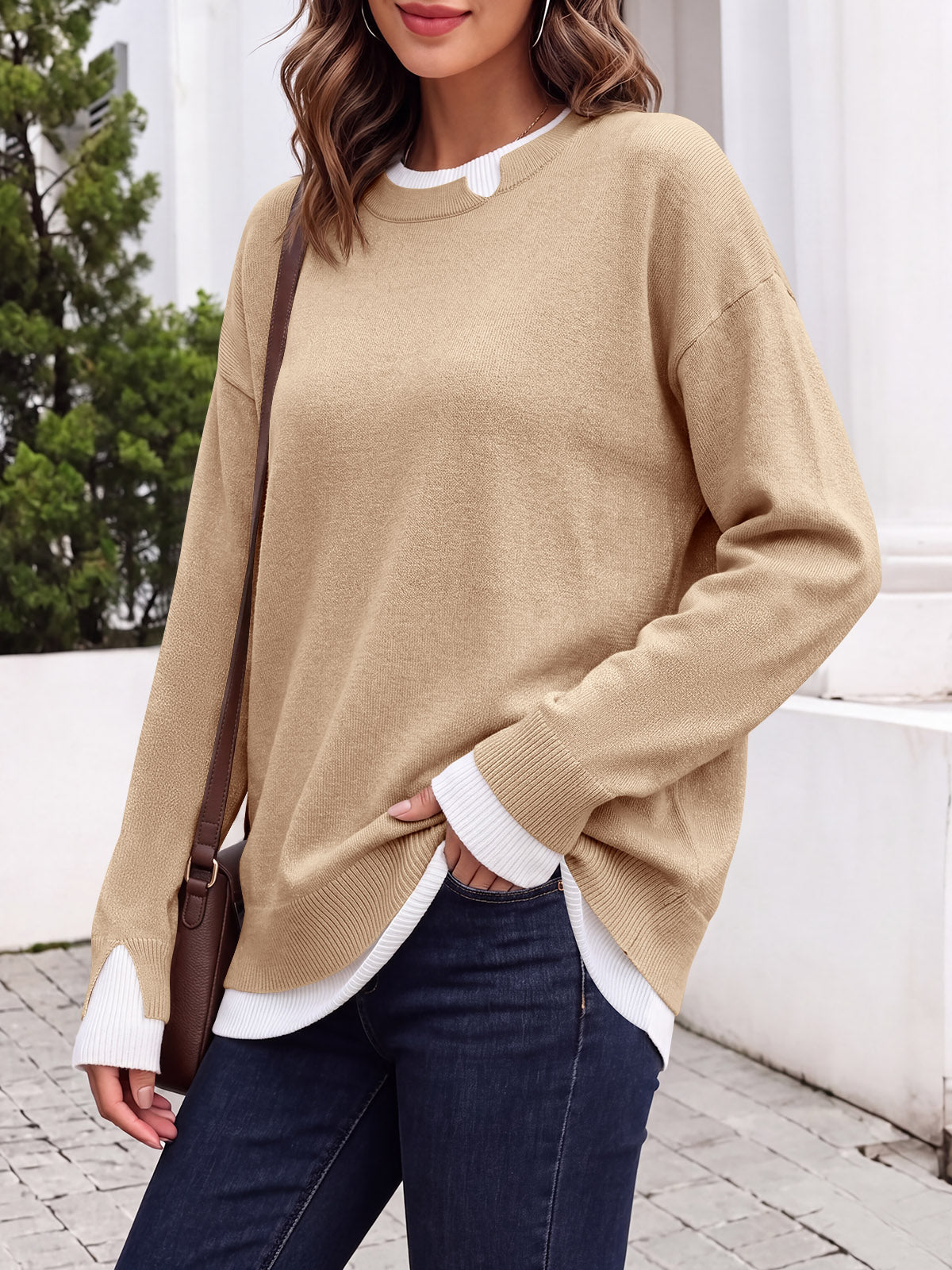 Saodimallsu Womens Fall Crewneck Pullover Sweater