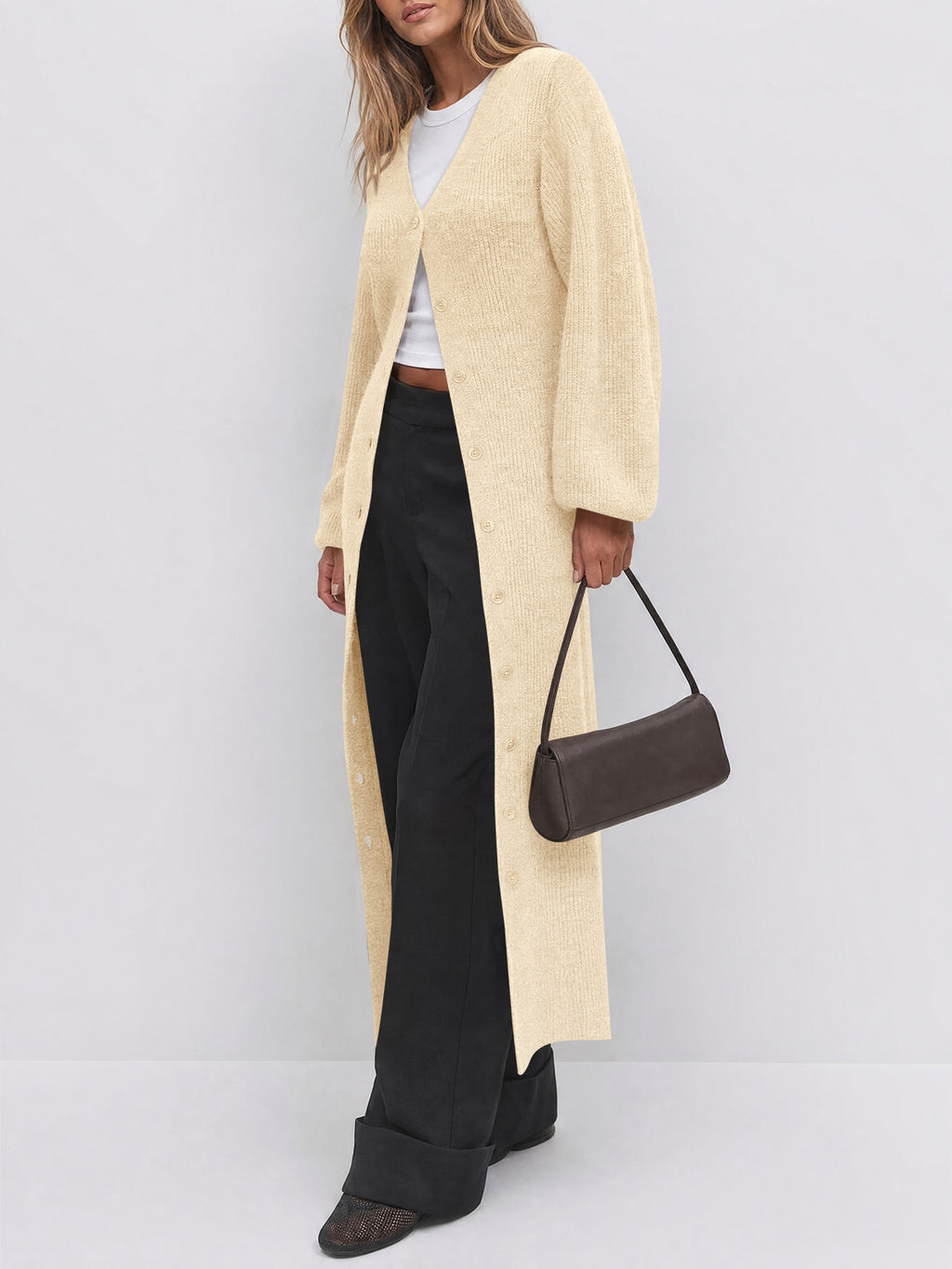 Saodimallsu Womens Oversized Long Button Up Cardigan