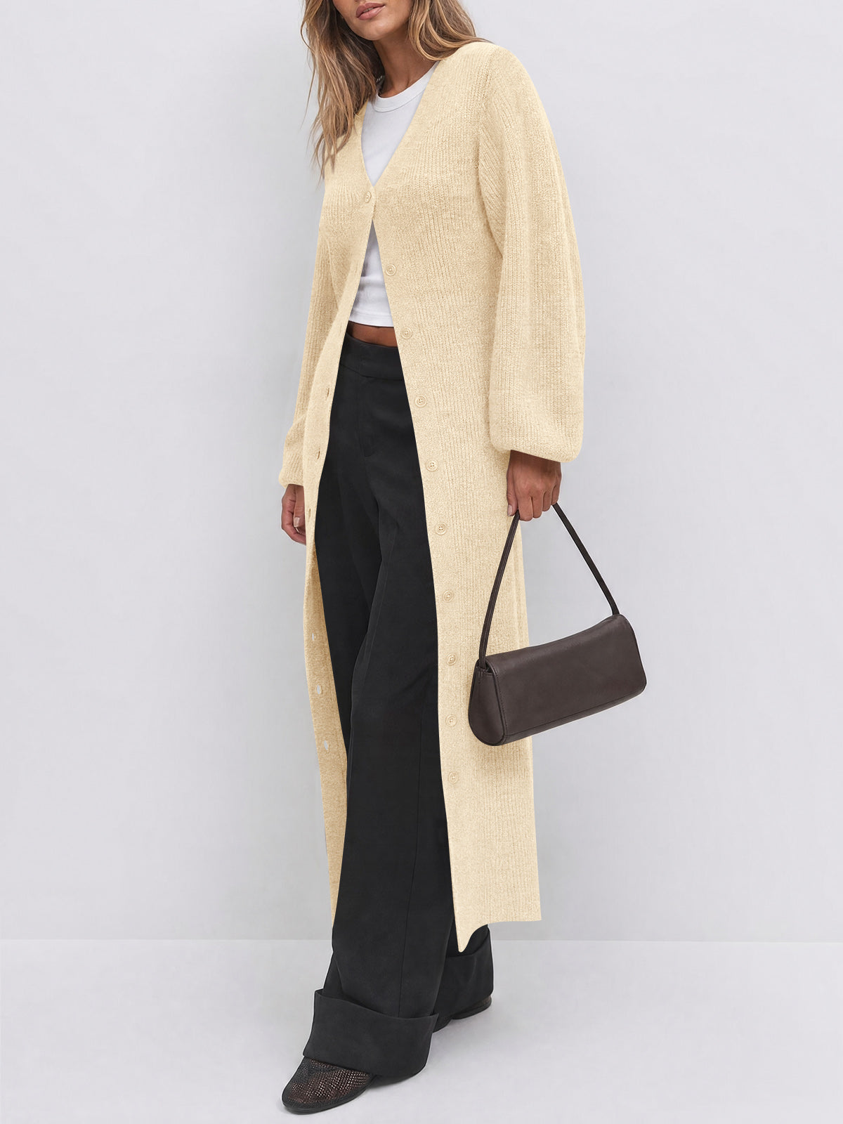 Saodimallsu Womens Oversized Long Button Up Cardigan