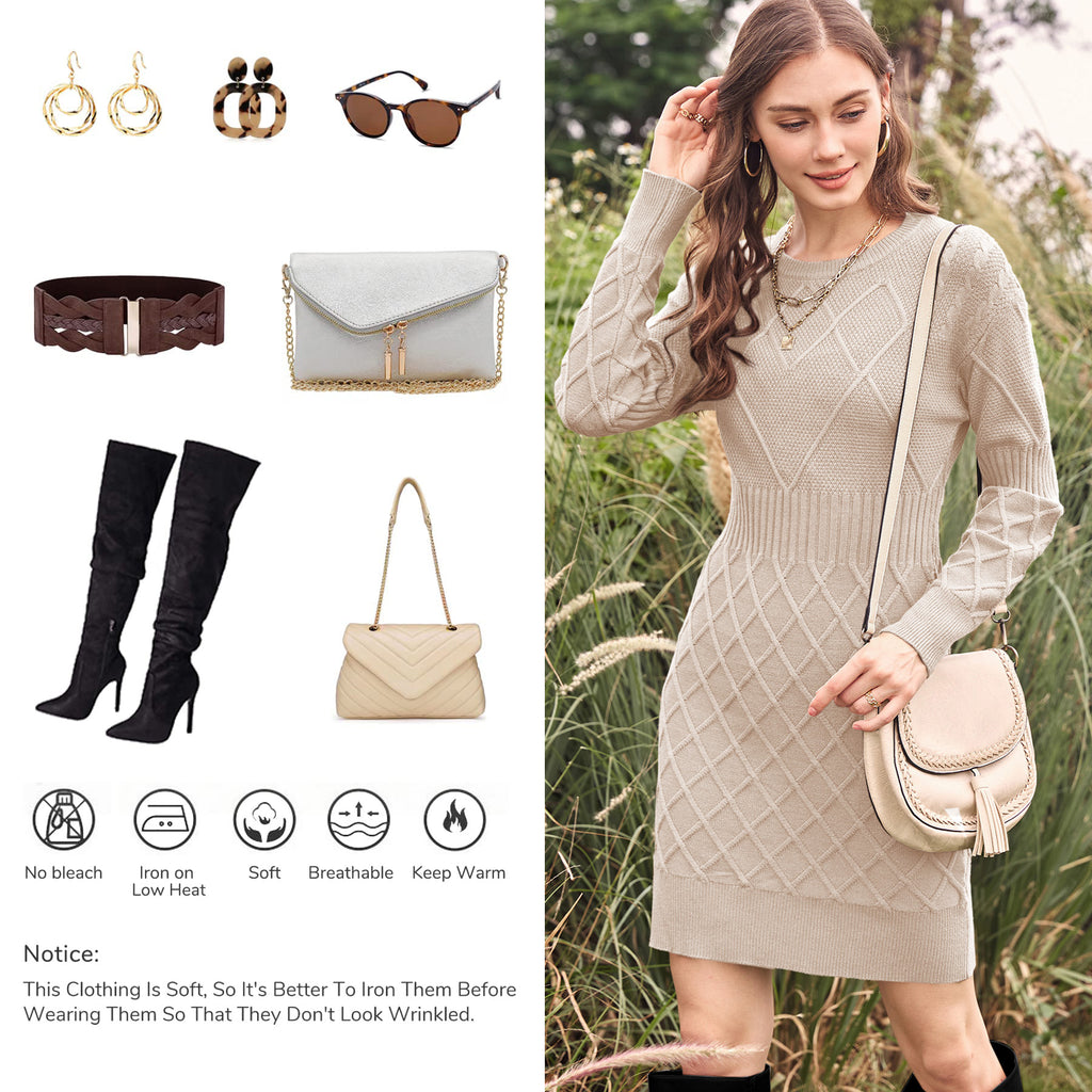 Saodimallsu Womens Bodycon Mini Sweater Dress