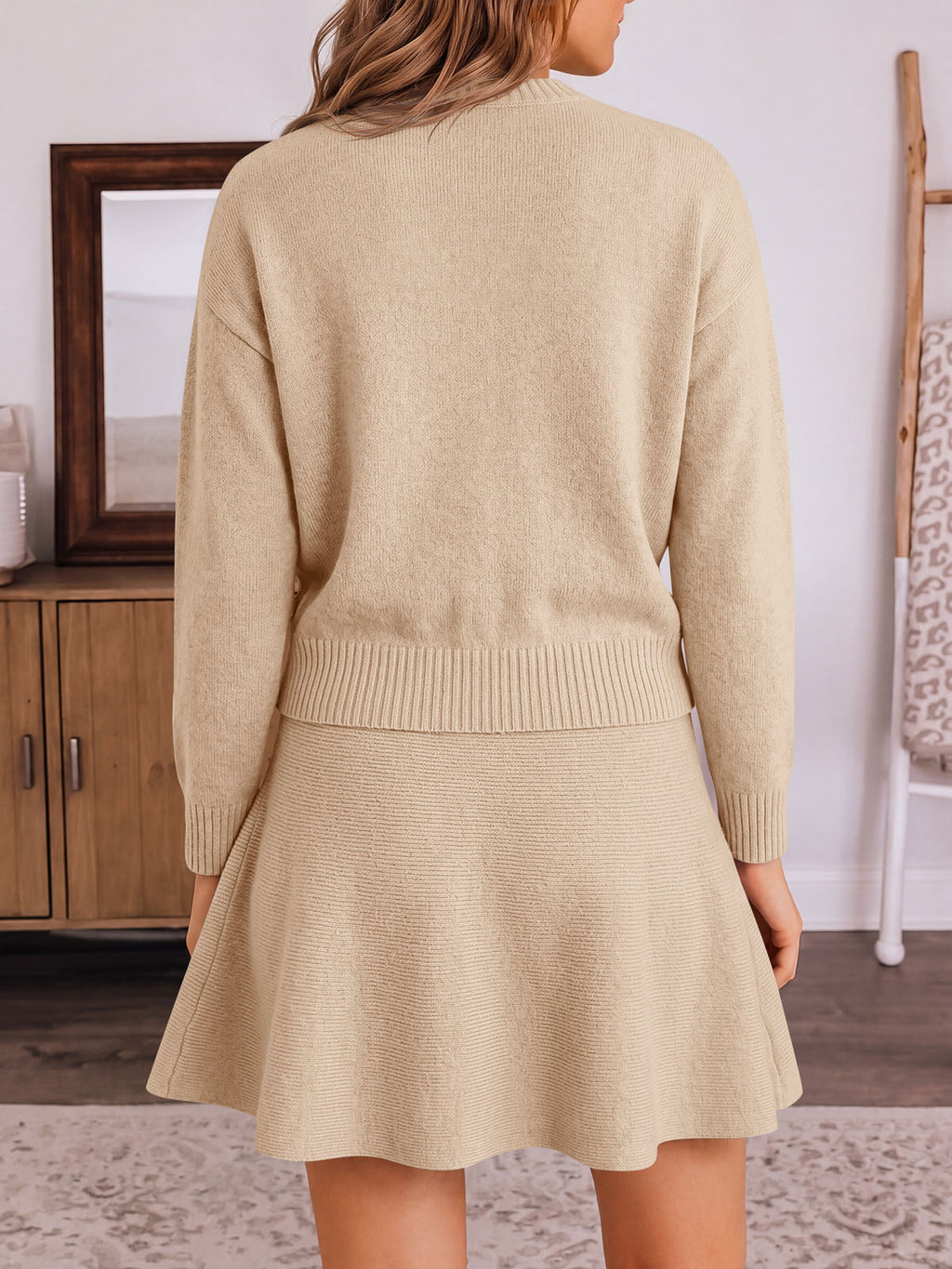 Saodimallsu Women 2 Piece Sweater Skirt Set
