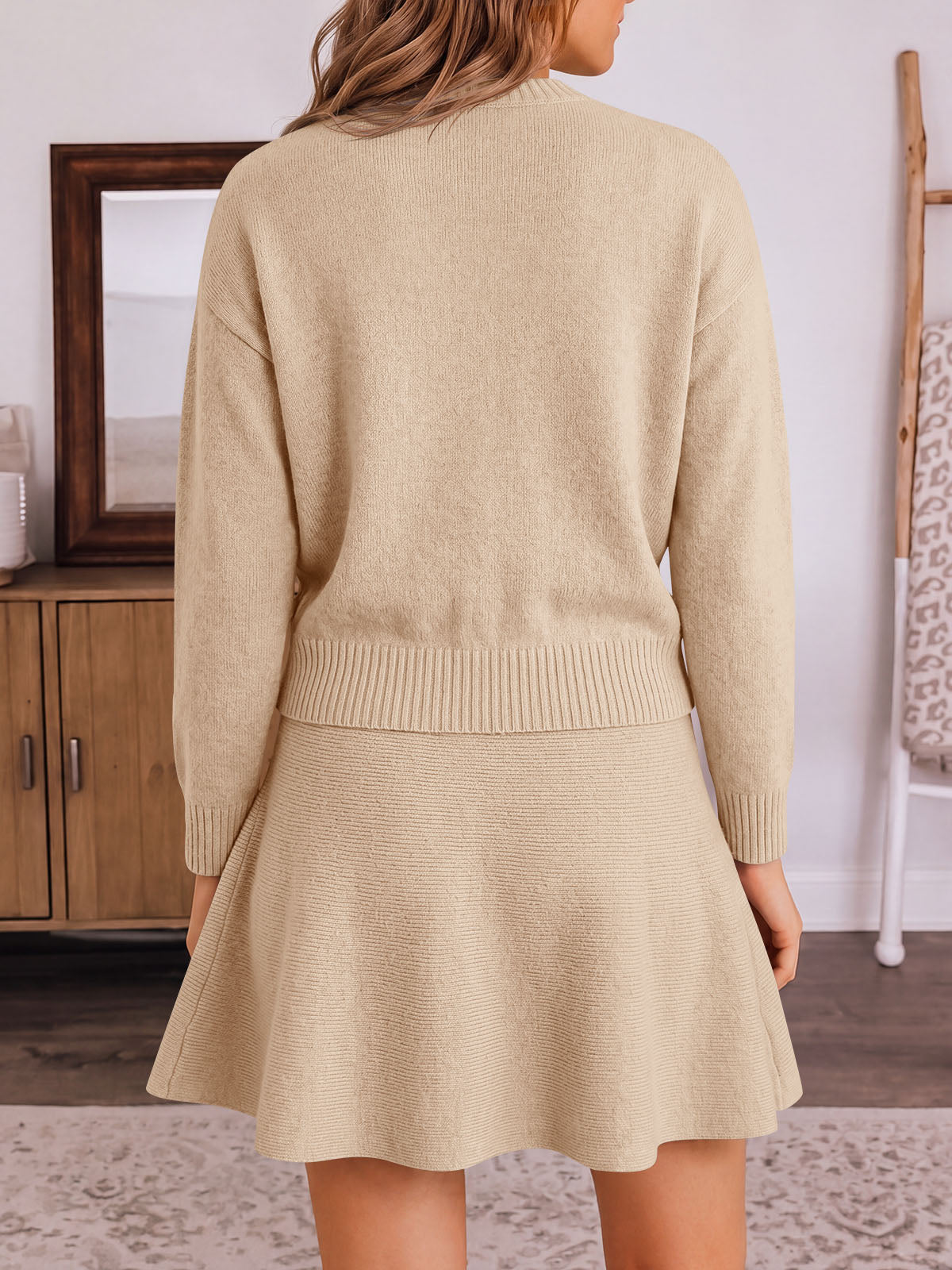 Saodimallsu Women 2 Piece Sweater Skirt Set