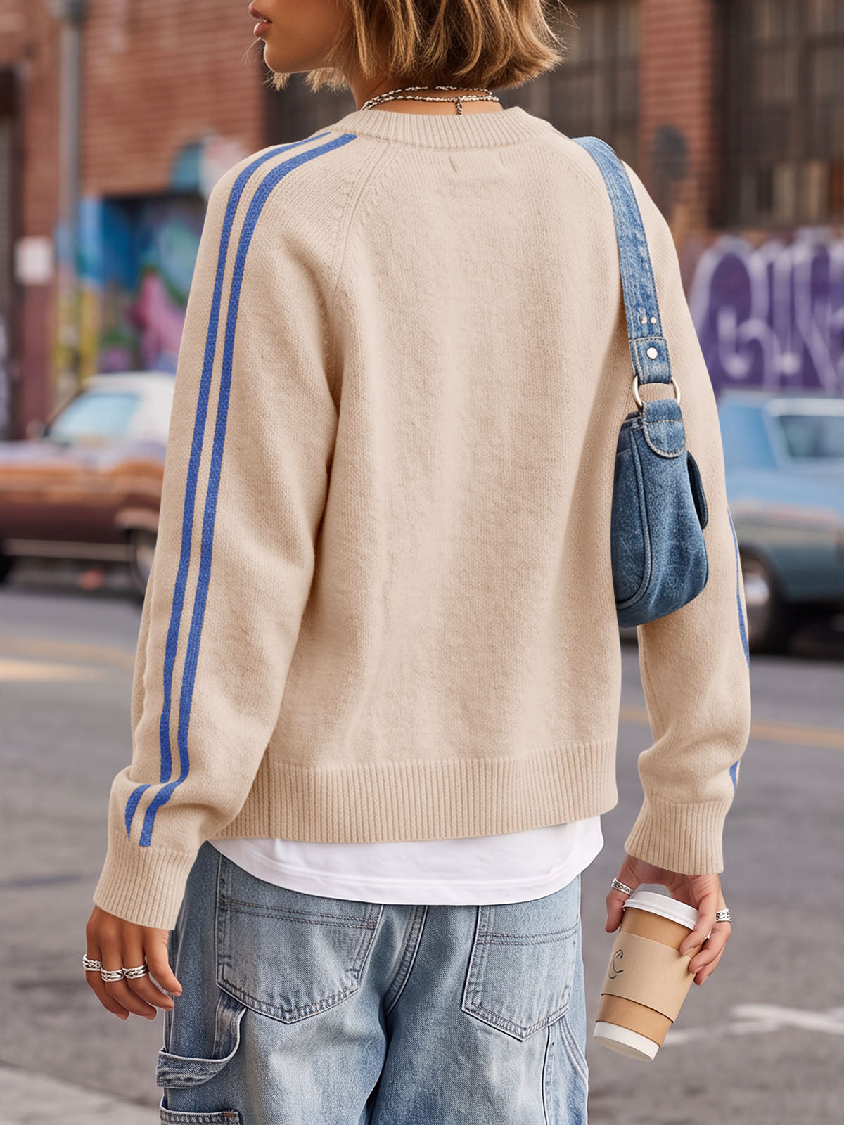 Saodimallsu Womens Zip Up Crew Neck Cardigan