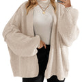 Saodimallsu Womens Oversized Lantern Sleeve Chunky Knit Open-Front Cardigan Sweater