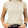 Saodimallsu Womens Mock Neck Short Sleeve Sweater