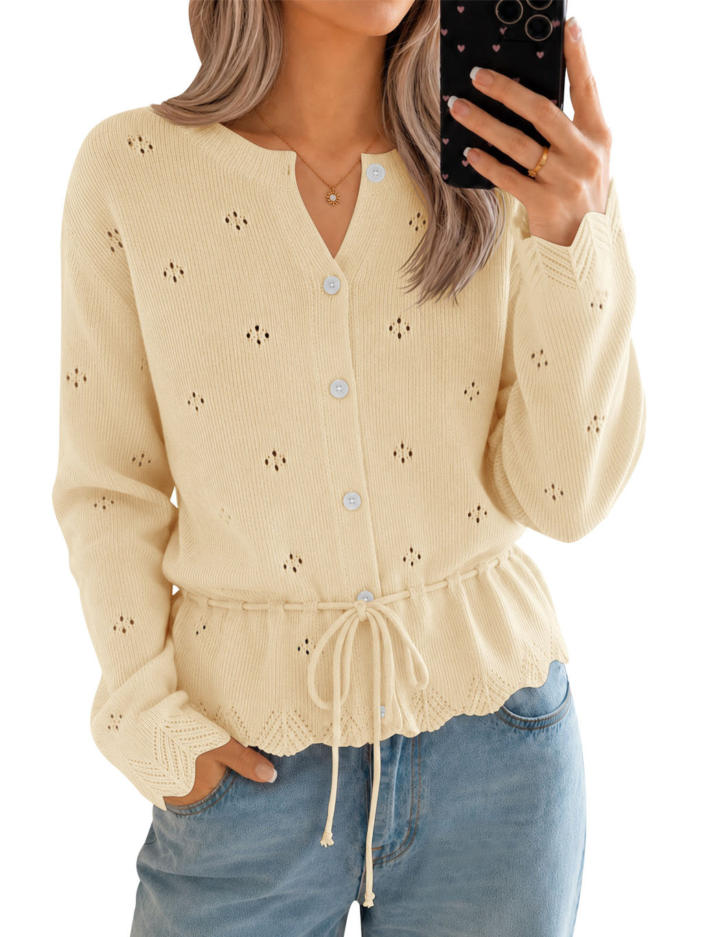Saodimallsu Women Crochet Cardigan Sweater
