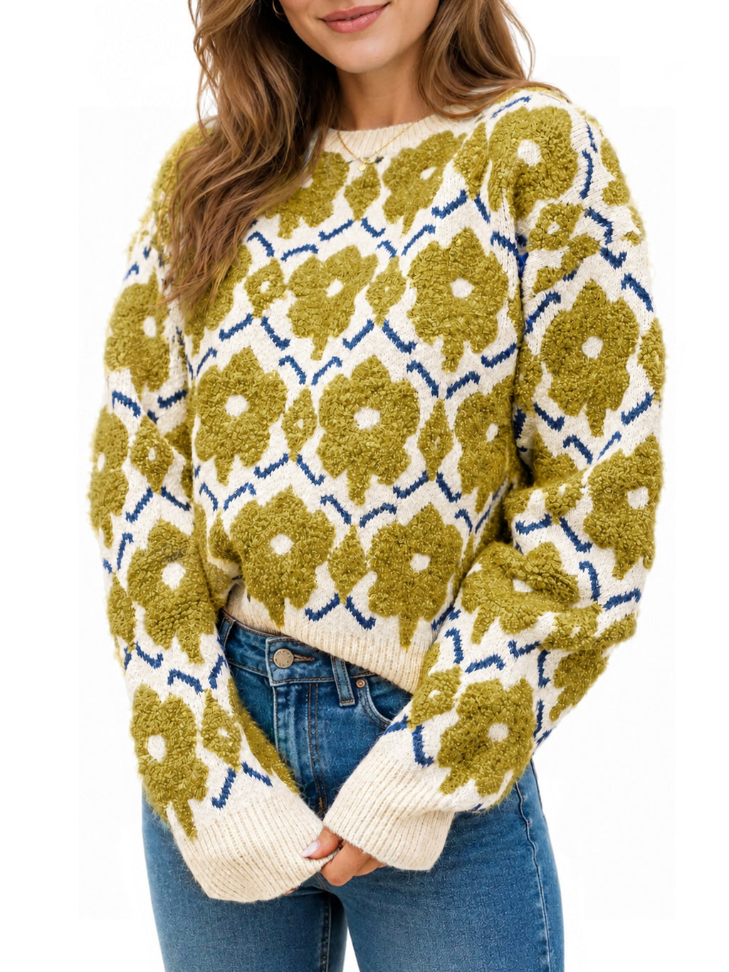 Saodimallsu Women Floral Knit Sweaters