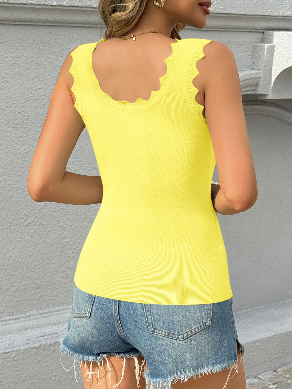 Saodimallsu Womens Square Neck Ribbed Knit Tank Top