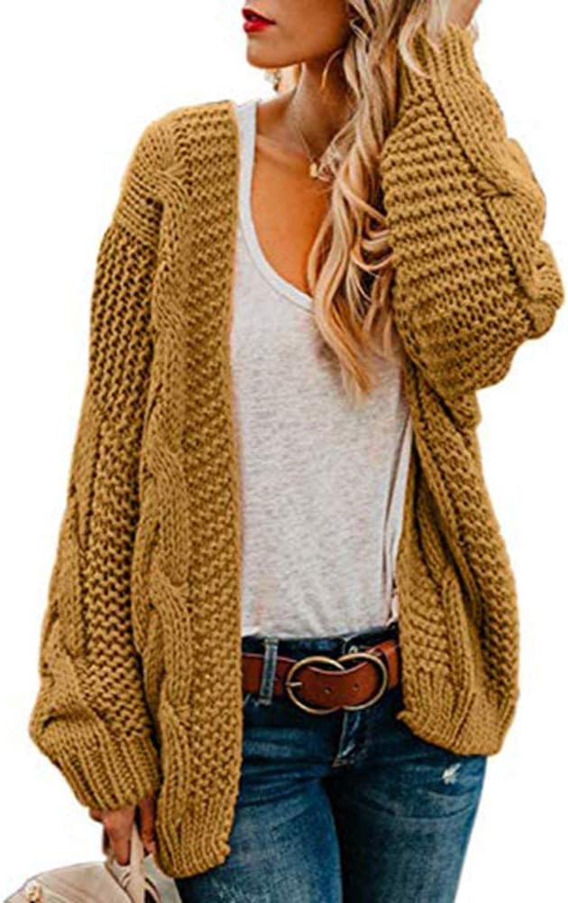 Saodimallsu Women Oversized Chunky Cable Knit Cardigan