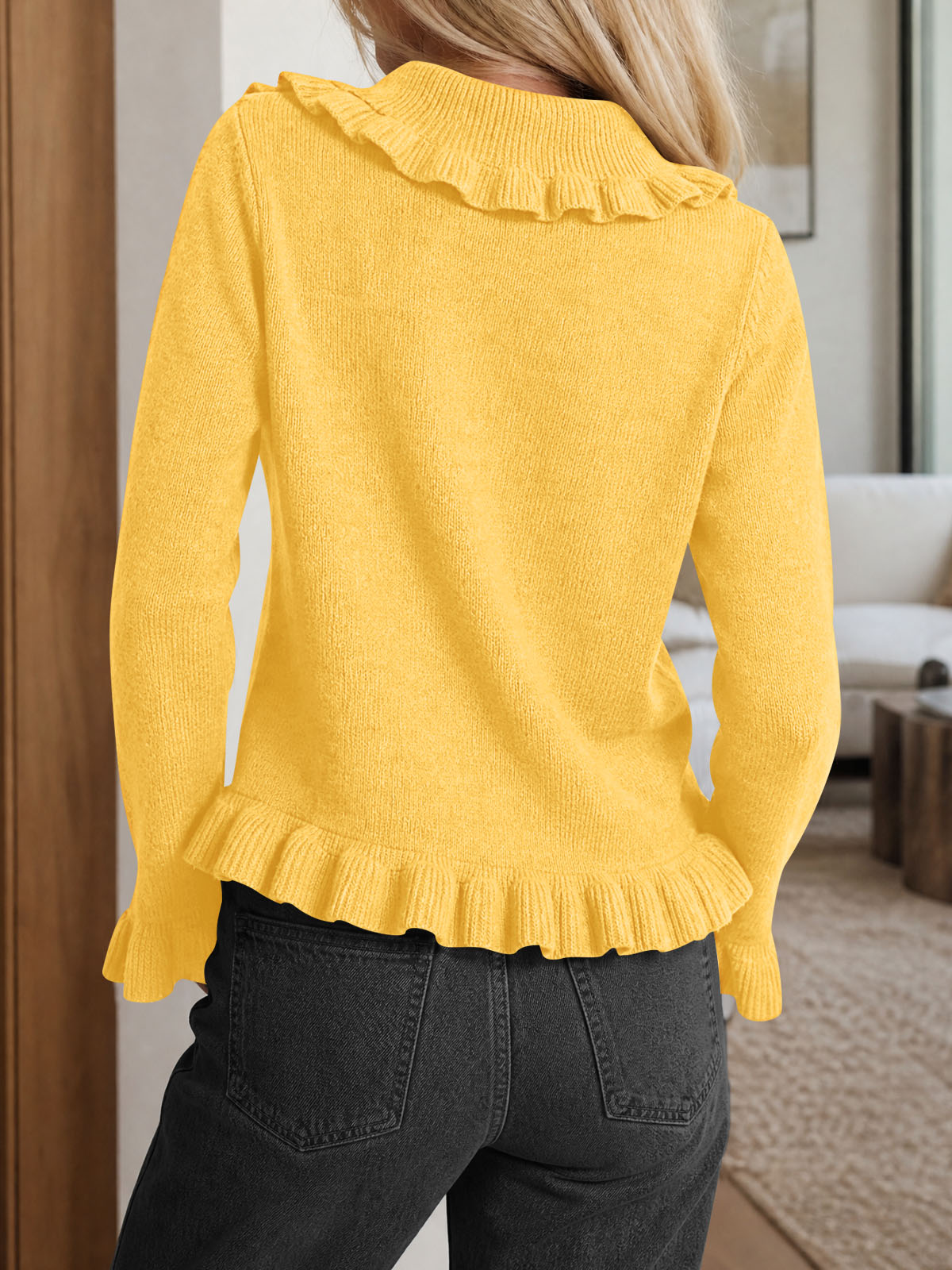 Saodimallsu Womens Ruffle Button Down Cardigan