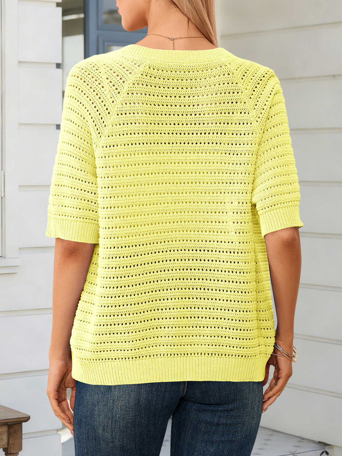 Saodimallsu Womens Crochet Short Sleeve Button Down Cardigan
