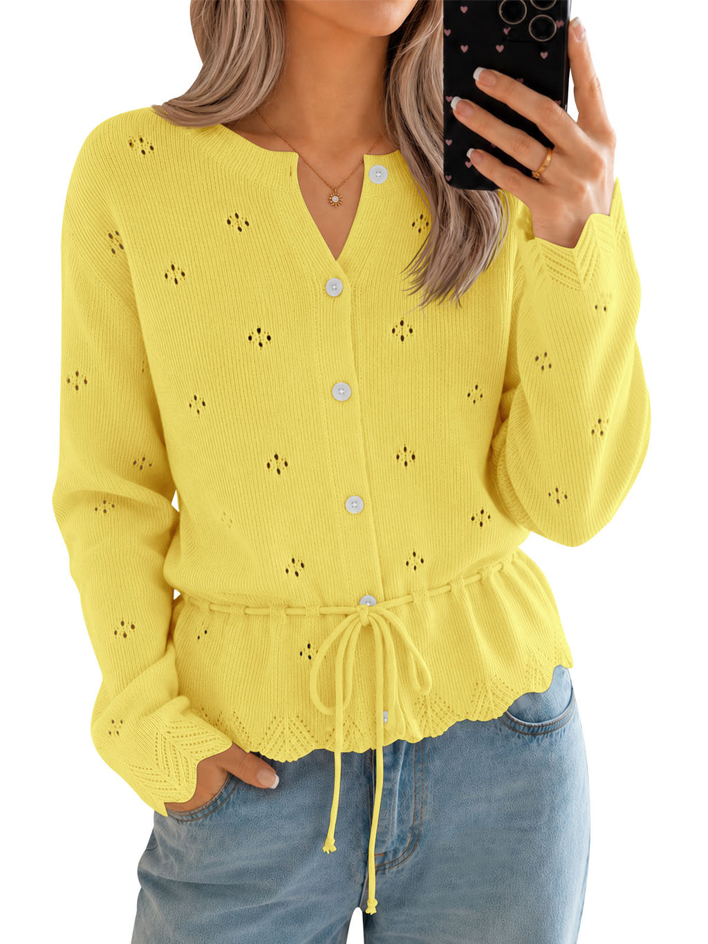 Saodimallsu Women Crochet Cardigan Sweater