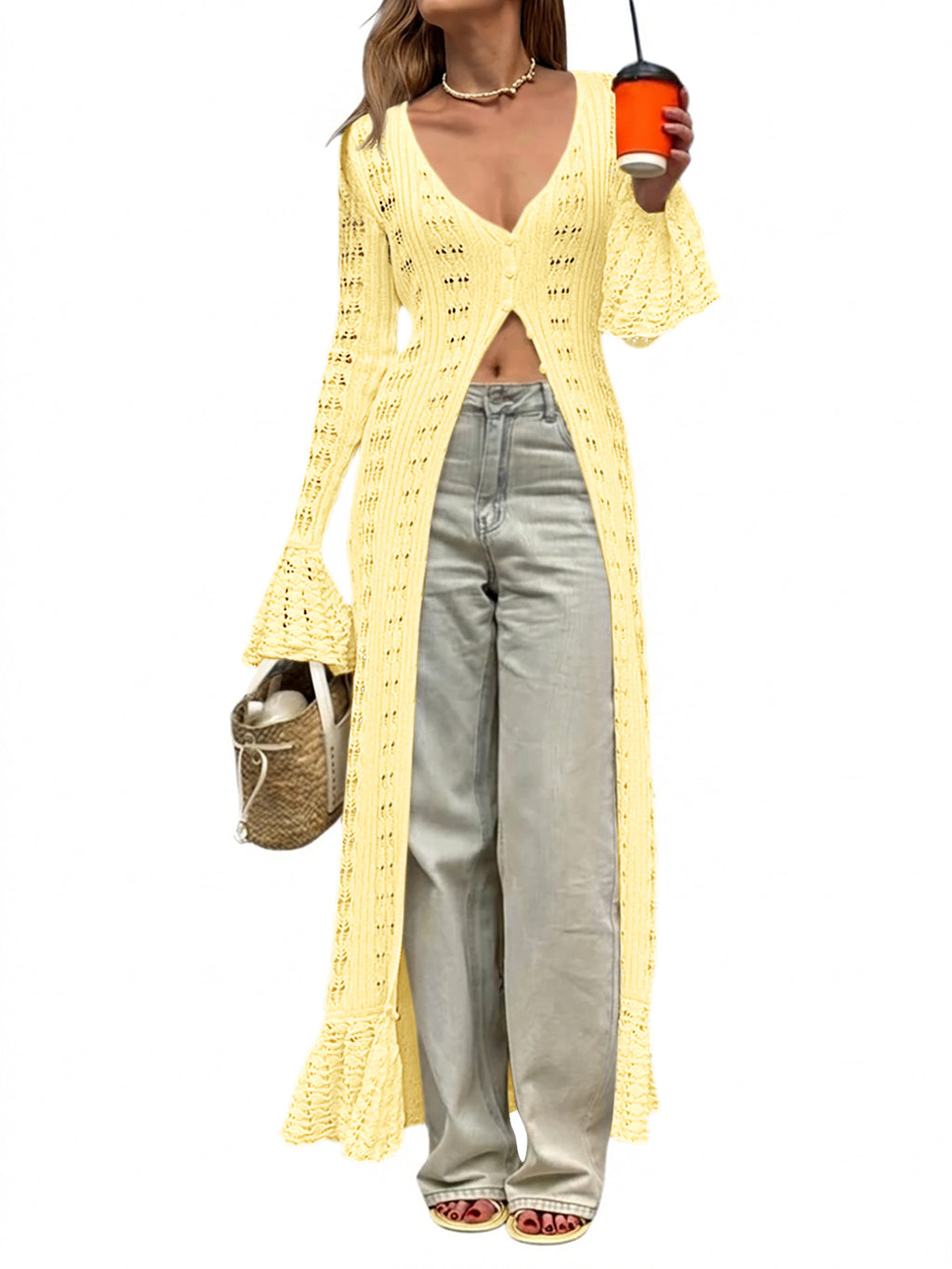 Saodimallsu Womens Boho Crochet Cardigan