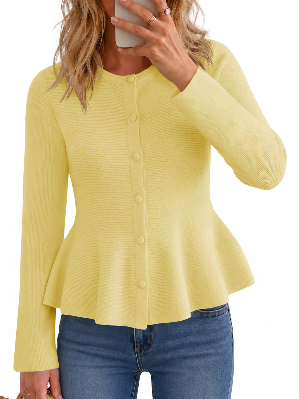 Saodimallsu Womens Ruffle Knit Cardigan Tops