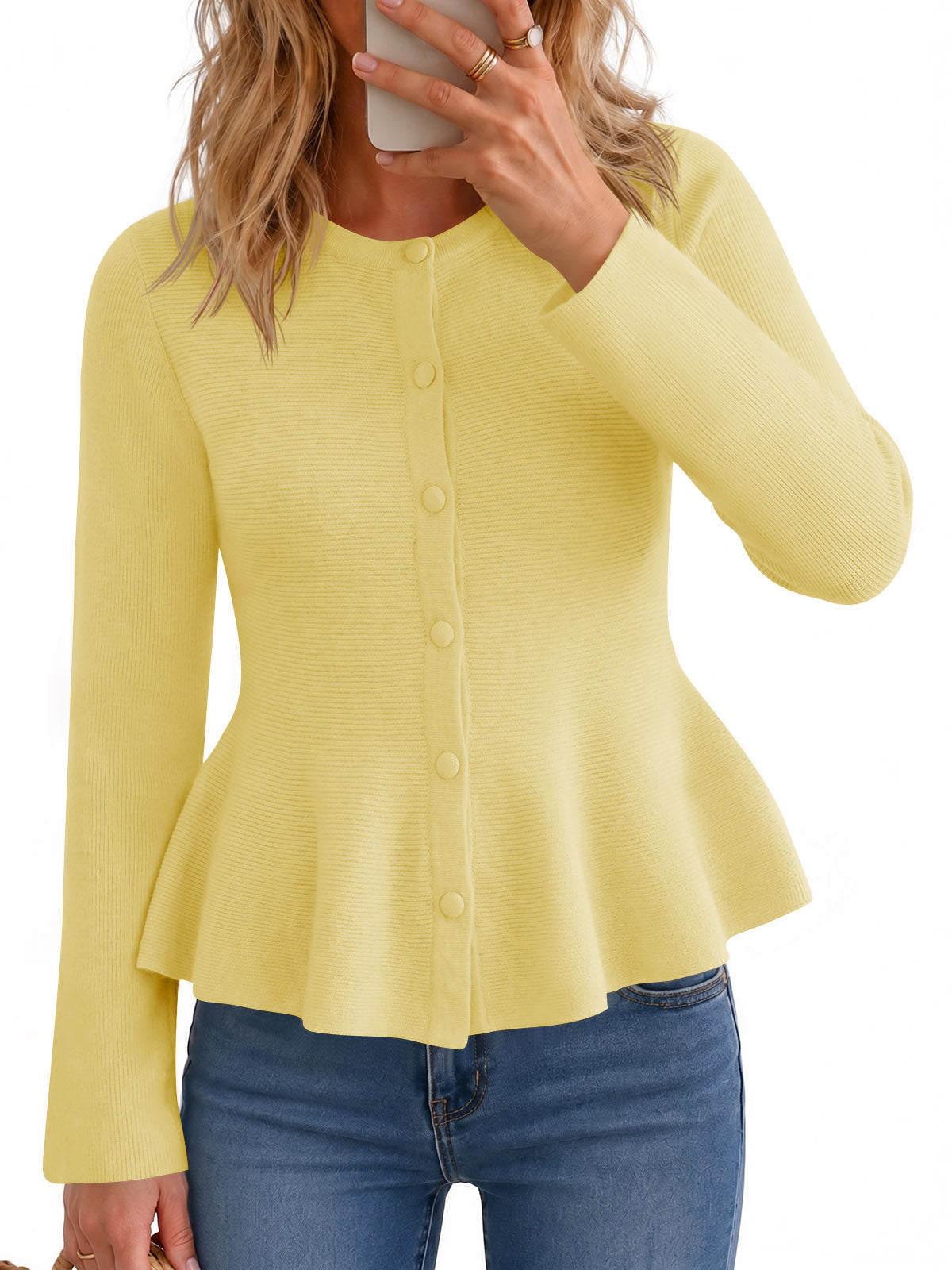 Saodimallsu Womens Ruffle Knit Cardigan Tops