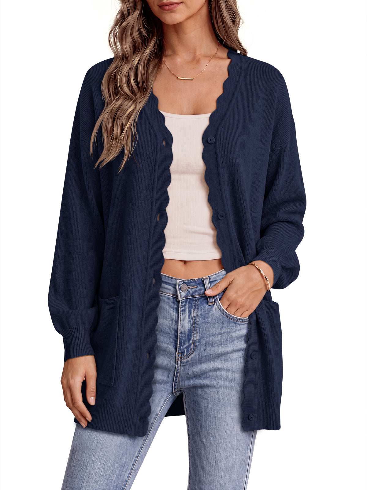 Saodimallsu Womens Oversized V Neck  Cardigan