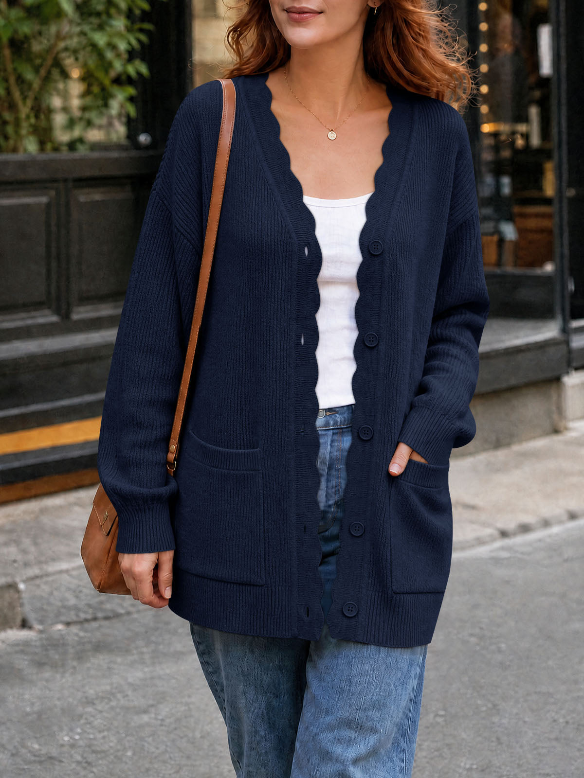 Saodimallsu Womens Oversized V Neck  Cardigan
