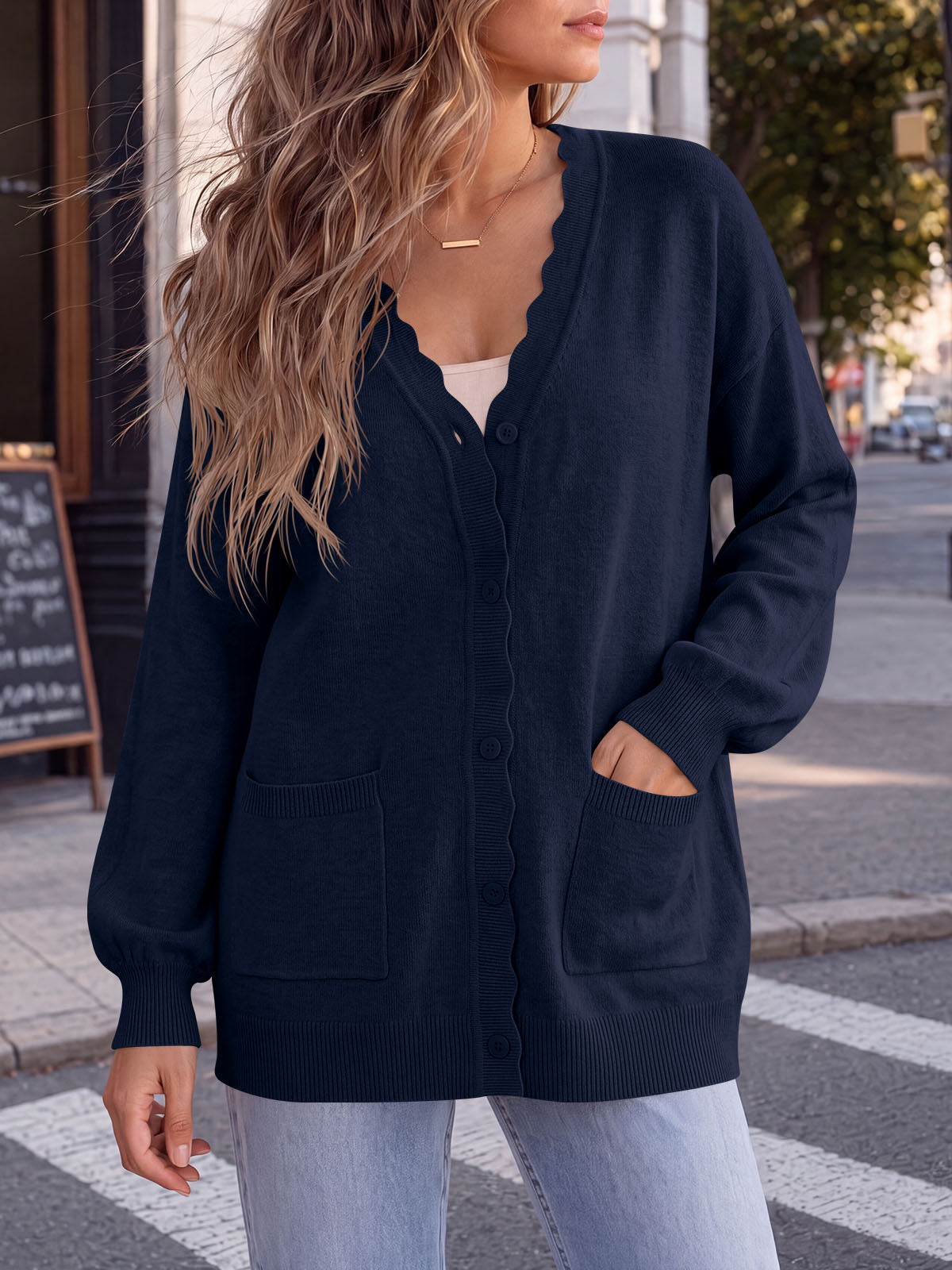 Saodimallsu Womens Oversized V Neck  Cardigan