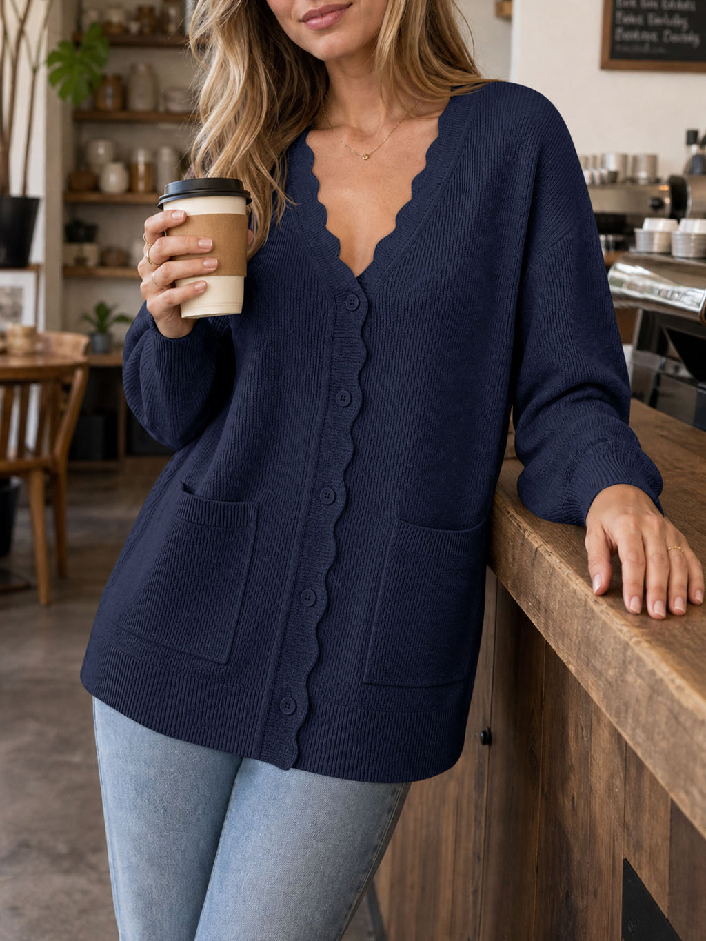 Saodimallsu Womens Oversized V Neck  Cardigan