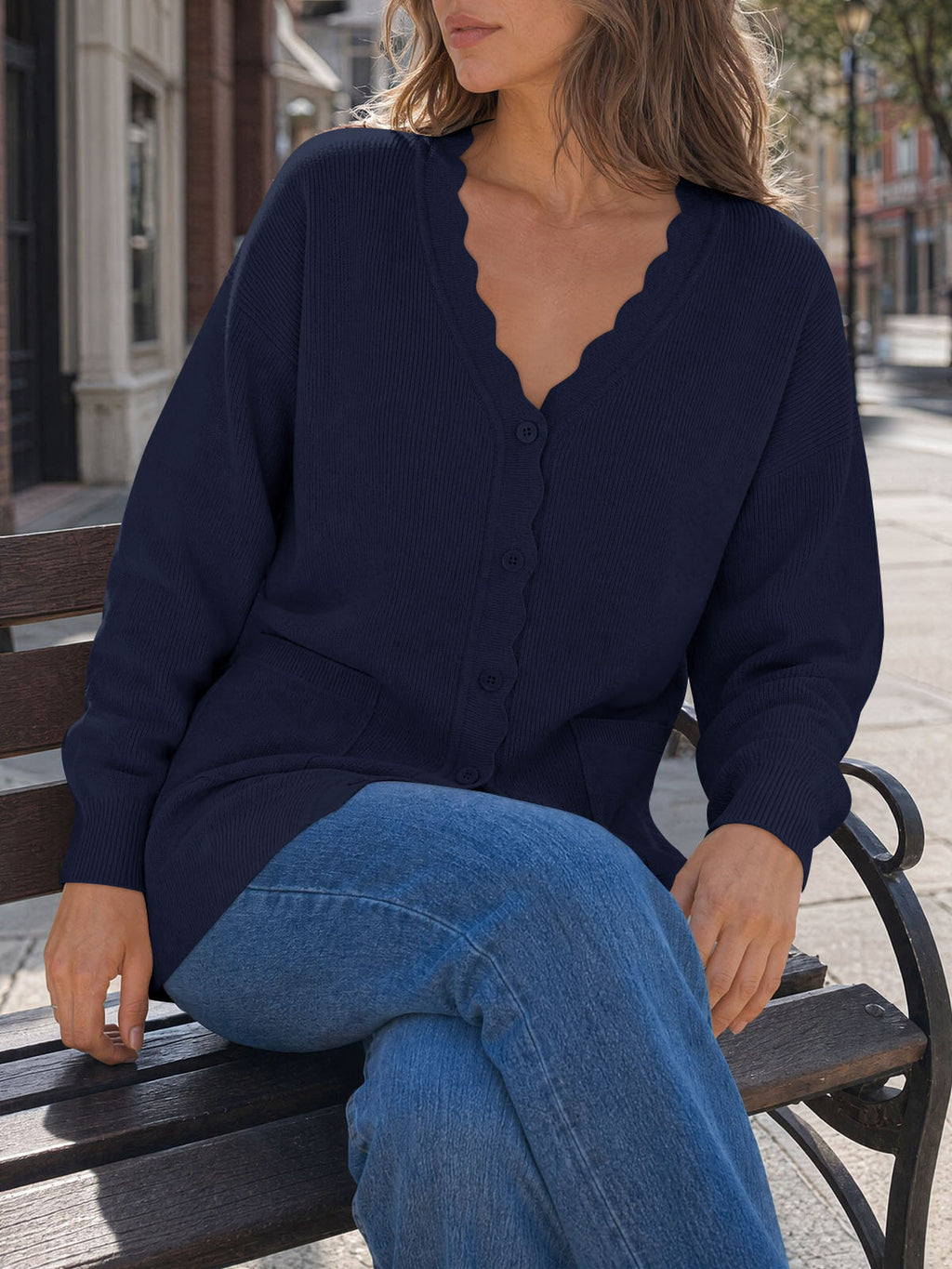Saodimallsu Womens Oversized V Neck  Cardigan