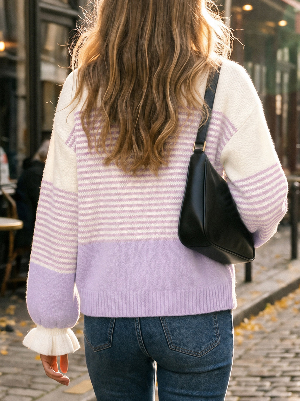 Saodimallsu Women Ruffle Sleeve Sweater