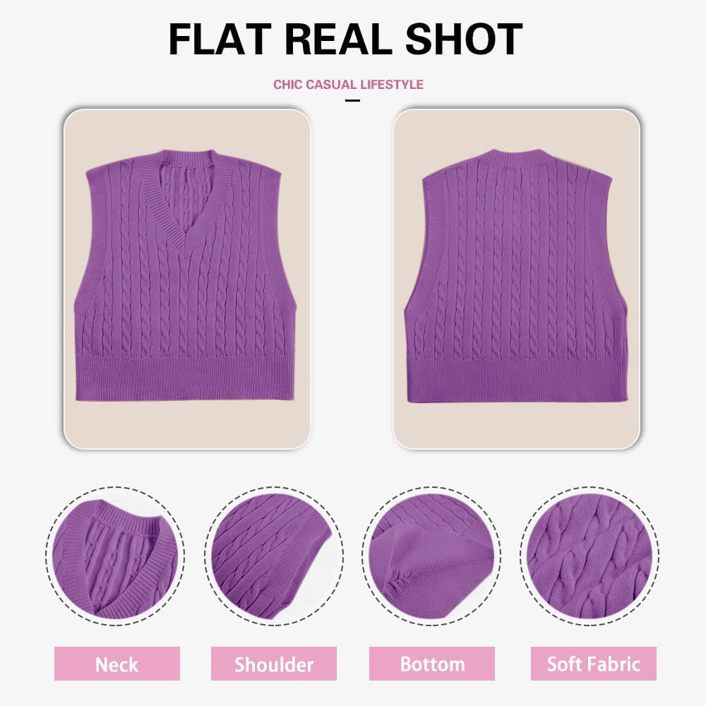 Saodimallsu Womens Cable Knit Sweater Vest